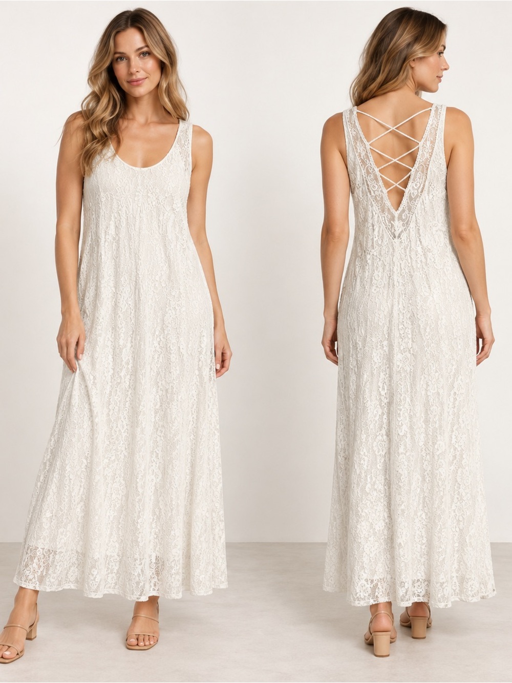 Bella Amore Maxi Dress SZ S/M Romantic Lined Beachy